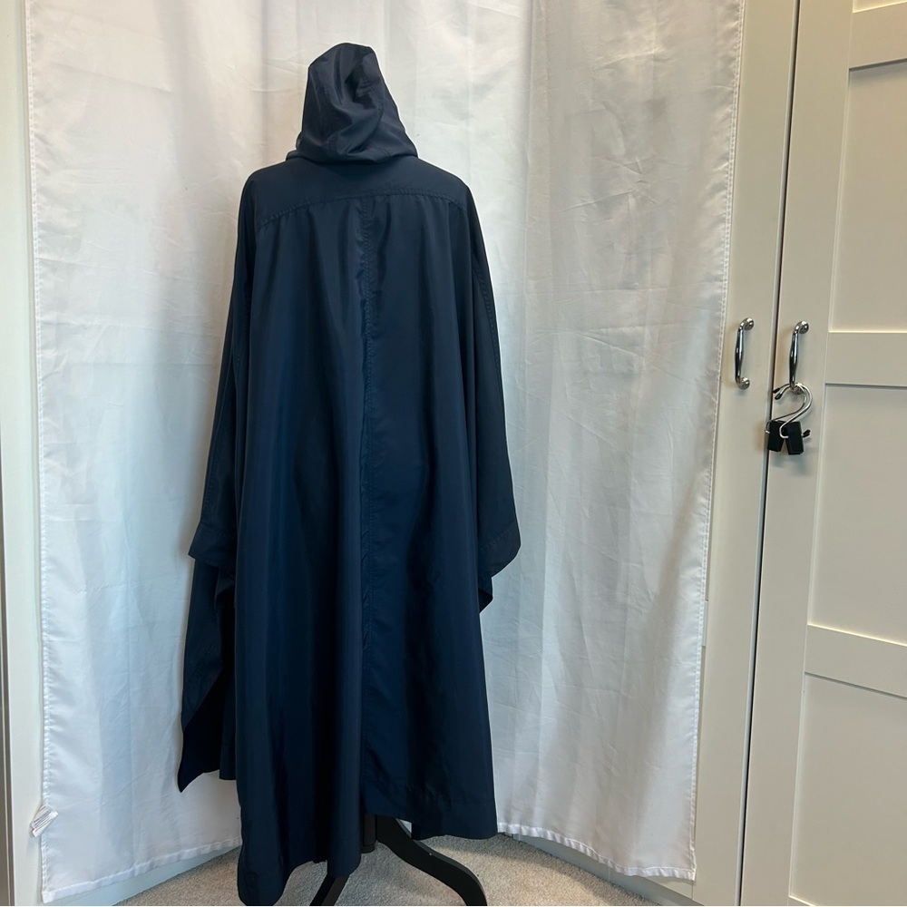 ZARA Limited Edition Navy Blue Hooded Poncho Cape Sz M NWT - Picture 7 of 14